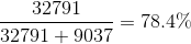 \frac{32791}{32791 + 9037} = 78.4\%